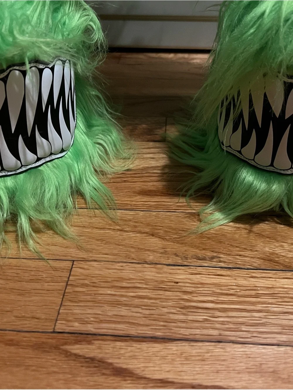 Fluffy Green Monster Platform Boots, size 6